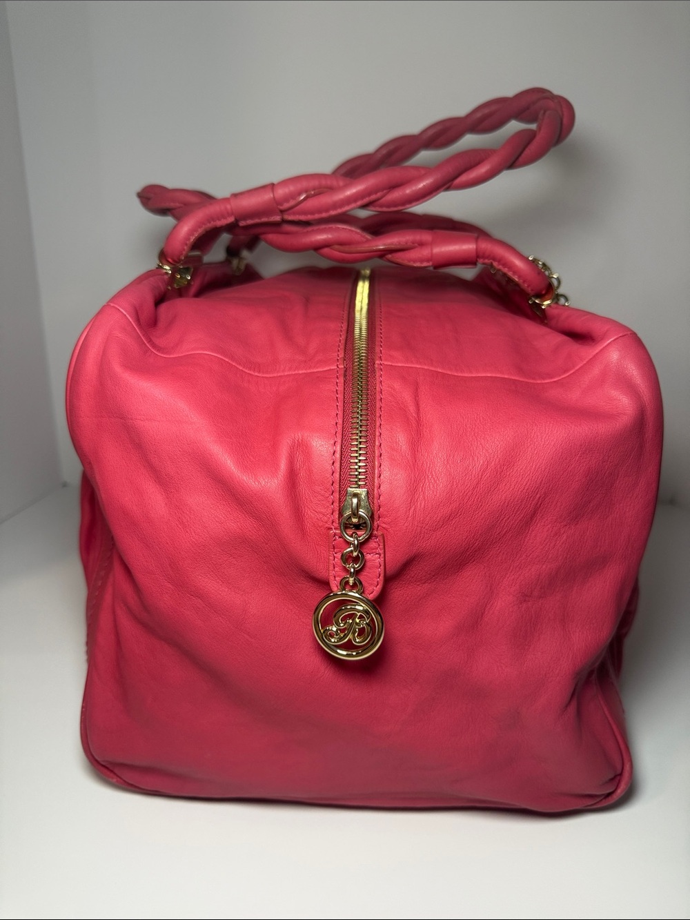 Bally Pink Leather Weekender Satchel Bag - Picture 7 of 16